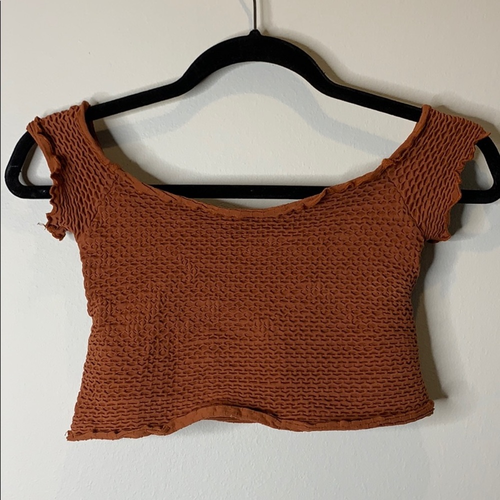 FREE PEOPLE STRETCHY BURNT ORANGE CROP TOP